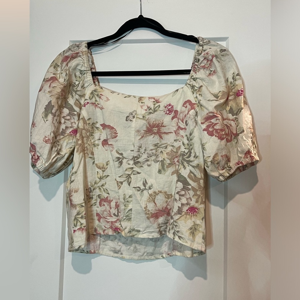 H&M Linen-blend Floral Top - Picture 6 of 7